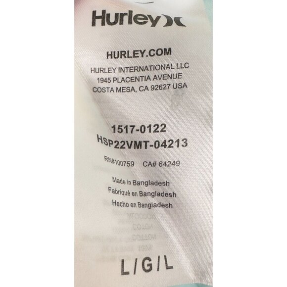 Hurley T-Shirt Mens L Light Blue Graphic Tropical Island Vibes Pineapple Design - Picture 9 of 11